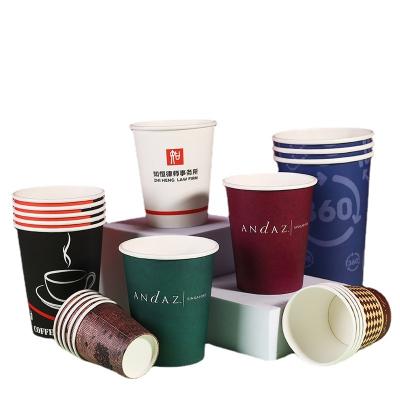 China Factory Wholesale Disposable Disposable Coffee Cup Paper Cup 8oz 12oz Drink Paper Container Custom Logo for sale