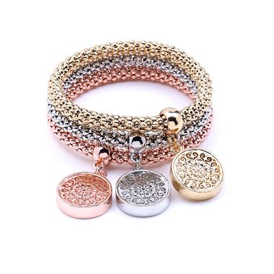 China CLASSIC 3 Piece Set Tree Of Life Chrm Corn Bracelet Rose Gold Plated Tree Of Life Chain Bracelet Set Set for sale