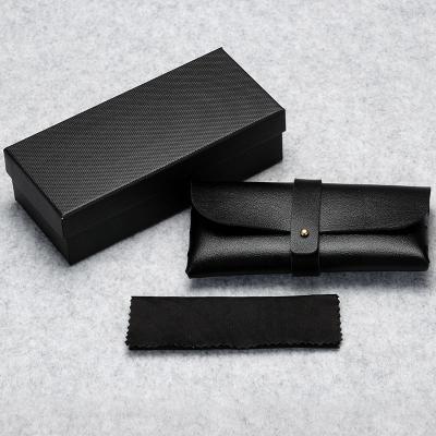 China Wholesale Design Black PU Fashion White Sunglasses Box Set Simple Custom Leather Sunglasses Case for sale