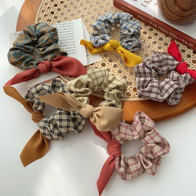 China Fashion wholesale women hair accessories scrunchies lattice bow elastic hair bands hair scrunchies 2021 for sale