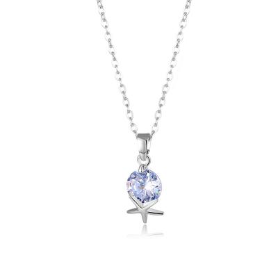 China Shiny Zirconia Starfish Crystal Star Necklace Copper Cubic Chain Vintage Stainless Steel Pendant Necklace for sale