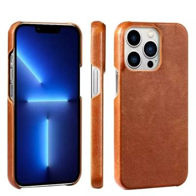 China Wholesale Shockproof Case Phone Case Suitable for iphone 13 Pro OEM Max 14 Genuine Oil Wax Leather Back Shockproof Case for sale