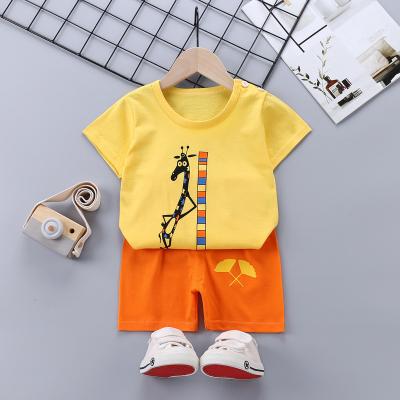 China New Hot Selling Smart Casual Cotton Suit Children's Cute Sleeve Girls Summer Short T-shirt Shorts Boys Clothes Children's Clothing for sale