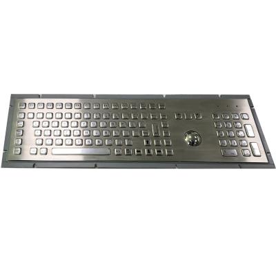 China Multimedia Kiosk or Industrial Application Stainless Steel Panel Mount Keyboard with Numeric Keys and Optical Trackball for sale