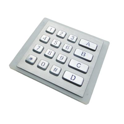 China Metal Keypad IP65 Waterproof 16 Key Metal Keypad With Backlight for sale