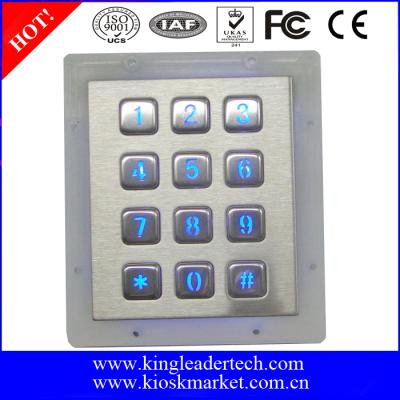 China Access control system backlight keypad door control accessment 3x4 matrix 12keys metal keypad for sale