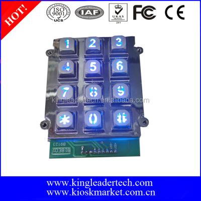 China ATM Telephone Booth Keypad 3x4 Matrix With Blue Backlight for sale