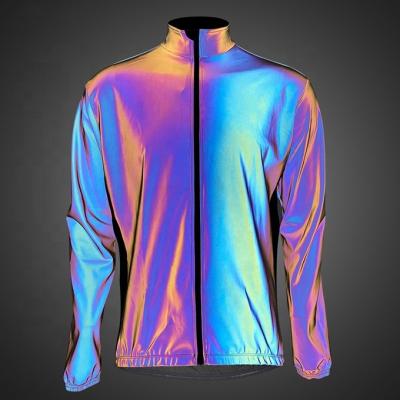 China INSTANT Fashion Reflective LED Zipper Outdoor Sports Men Bike Wear Jacket Motorcycle Cycling Anorak for sale