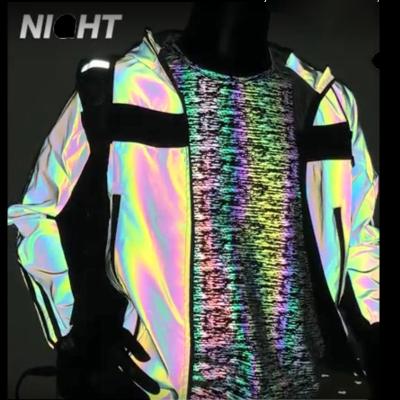 China 100% Polyester YS Reflective Rainbow Fashion Waterproof Jacket for sale