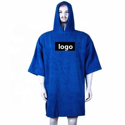 China Custom100% Cotton QUICK DRY Surf Changing Robe With Hood Beach Swimming Towel Poncho For Adult for sale