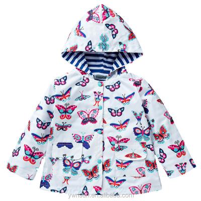 China 2017 Wholesale Children Anti-wrinkle Anorak Fancy Butterfly Windproof Custom Girl Outwear Jacket for sale