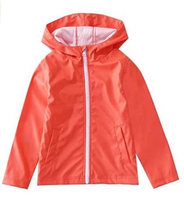 China Fashionable Waterproof /Windproof/Durable Rain Coat PUKR17014 Living Coral Kids Hooded Rainwear Waterproof PU Rain Jacket for sale