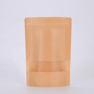 China Recycled Materials Customized Biodegradable Zip Kraft Paper Bag With Window for sale