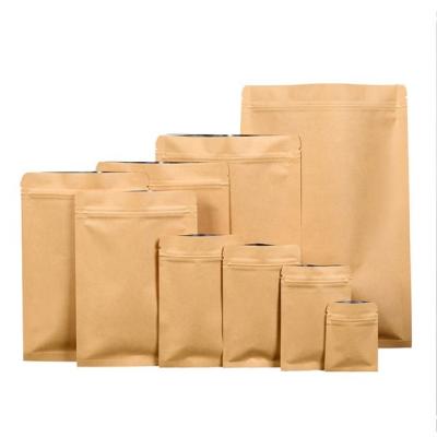 China Recycled Materials Custom Recycle To Heat Seal Brown Pouch Food Metal Detector Printed Aluminum Foil Kraft Paper Bag for sale