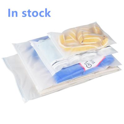 China Moisture Proof In Stock Plastic Custom Logo Zip Bags Frosted Resealable Compostable Zip Lock Clothing Package Bag for sale