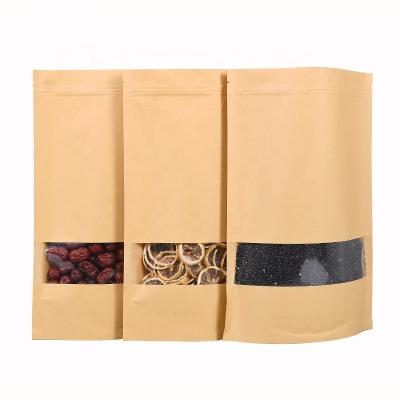 China Best Recycled Materials Price Rack Up High Quality Brown Kraft Paper Bag With Clear Window for sale