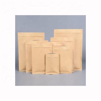 China Recycled Materials Resealable Custom Brown Printed Aluminum Foil Kraft Paper Bag for sale