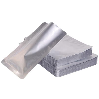 China Safety Silver Food Grade Vacuum Foil Open Top Mylar Heat Seal Pouch Packing Pure Foil Vacuum Bag for sale