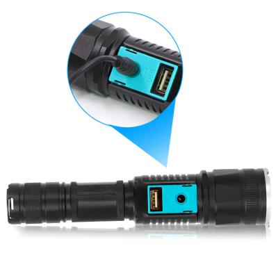 China New LED Camping Multifunctional Bright T6 Flashlight Frontier Rechargeable Waterproof Telescopic Zoom Flashlight for sale