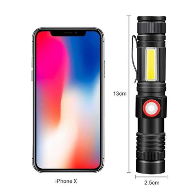 China Hot Selling Multifunctional Hand Camping High Power COB Led Bright Aluminum Body Flashlight USB Rechargeable Search Torch Light for sale