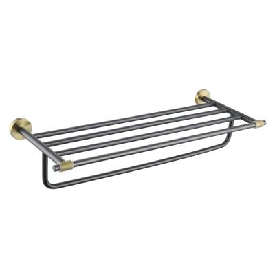 China Fashion Gun Gray And Brushed Gold SS304 Stainless Steel Bathroom Accessories Towel Rack for sale