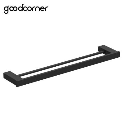 China BRIEF Stainless steel SS304 matte black bathroom accessories double towel bar for sale