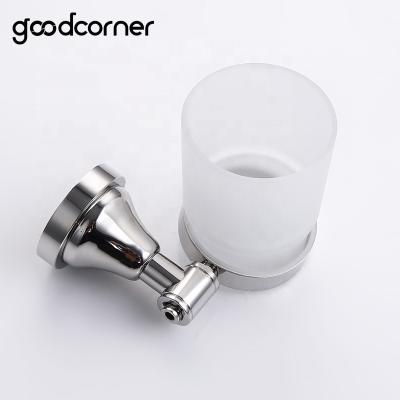 China Contemporary Wall Mounted Toothbrush Holder With Glass Cup for sale