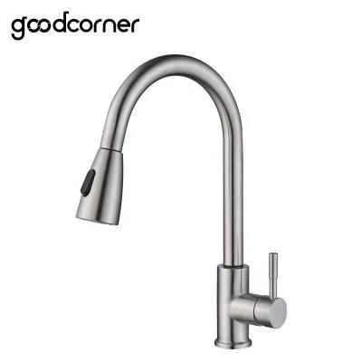 China Pull Out Spray Wholesale Stainless Steel SS304 Brushed Nickel Pull Down Kitchen Faucet Sink Mixer for sale