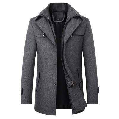 China 2021 new Anti-wrinkle fashion woolen middle and long business men's coat warm wind coat for sale