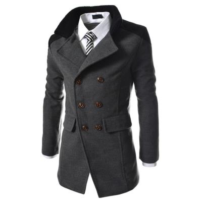 China 2021 Anti-wrinkle men's winter woolen fashion double bre trench coat men's woolen winter coats long overcoats for men long for sale