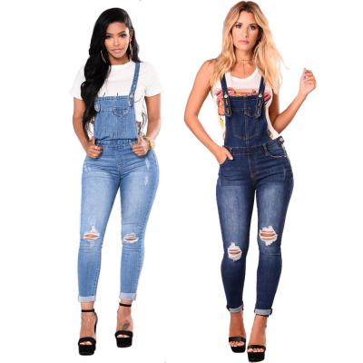 China Viable ladies ripped skinny jeans ladies new-look lattice high waist jeans jump suit ladies for sale