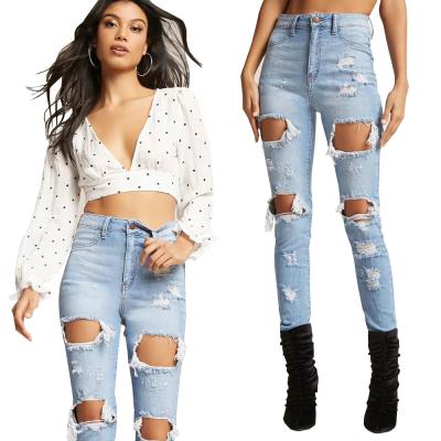 China Viable Ladies Jeans Denim Ladies Ripped Jeans Good Quality Ladies Skinny Skinny Jeans High Waist for sale