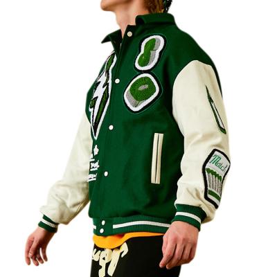 China Custom embroidered streetwear chenille breathable custom patch embroidered college bomber flight letterman varsity jacket for men for sale