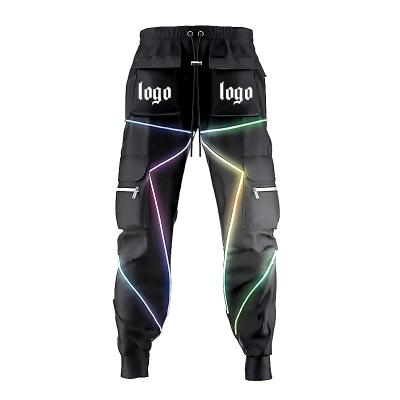 China Streetwear Breathable Multi Pockets Harem Hip Pop Track Pants Reflective Cargo Pants for sale