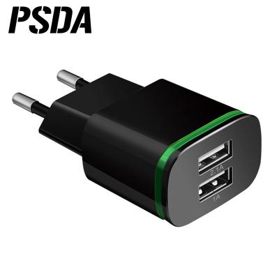 China Mobile Phone 2 Port LED Fast Charger EU USA Plug Adapter Wall Charger 5V 2.1A Mobile Phone Charger PSDA USB Charger For Iphone for sale