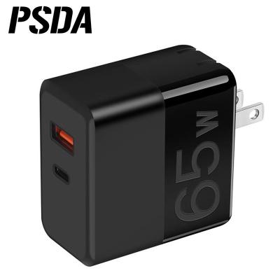 China Mobile Phone Charger PSDA 65W GaN Super Fast Charging USA Plug Quick Charge 4.0 3.0 USB C Charger For iPhone 12 11 pro X XS max XR for sale