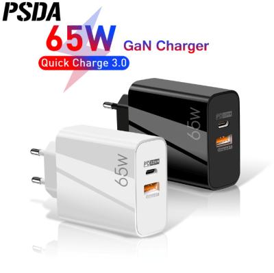 China Cell Phone Charger PSDA 65W GaN USB C Wall Charger Quick Charge 3.0 Type C PD USB Charger Phone Fast Charging For iPhone 13 12 PC Laptop for sale