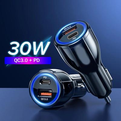 China Fast Type C Mobile Phone Charger PSDA Car Charger Quick Charge 3.0 QC3.0 3.1A USB Charger Charging For iPhone 12 Xiaomi Samsung Huawei for sale