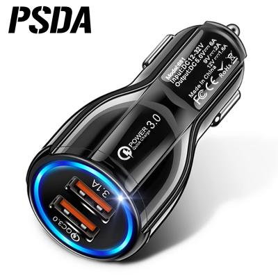 China New PSDA 6A Car USB Charger Dual USB LED QC 3.0 Fast Charging Phone Adapter China-chic For iPad Airpods Samsung Xiaomi Huawei iPhone 12 11 for sale