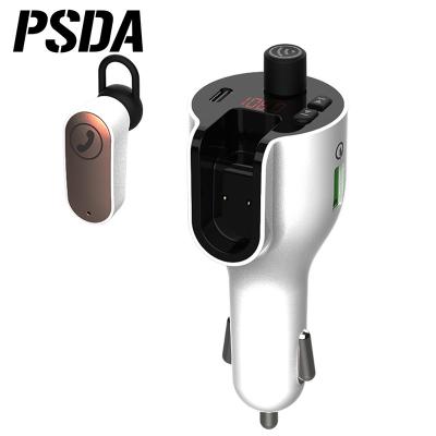 China Wireless Car Audio Player MP3 Transmitter CAR CHARGER PSDA Car FM Handsfree Car Kit Aux. Music Player with Type-C PD Earphone Fast Charger for sale