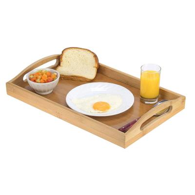 China Custom High Quality Eco - Friendly Hotel Rectangle Rustic Wooden Trays With Handles for sale