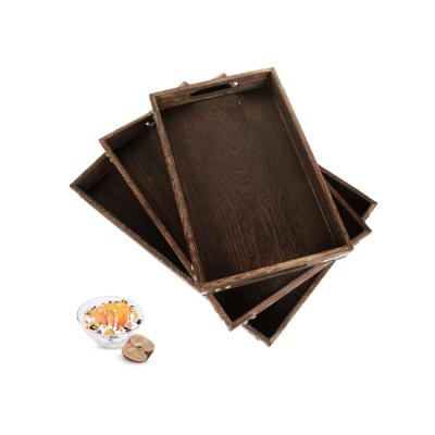 China Eco-Friendly Best Wholesale Custom Natural Wood Tray Set Of 3 With Handles for sale