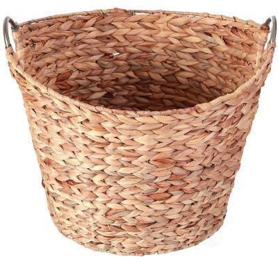 China Sustainable Wholesale Large Size Bathroom Home Round Rush Storage Grass Basket With Handle for sale