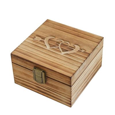 China Fashionable Creative Paulownia Small Gift Ring Jewelry Storage Box Wood Packaging Box for sale