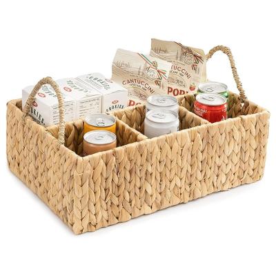 China Sustainable Multipurpose Straw Yellow Eco-friendly Hand-woven Large Rectangular Storage Basket for sale