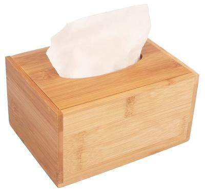 China Wooden Decor Bamboo Home Rectangular Living Room Handmade Napkin Box Tissue Box for sale