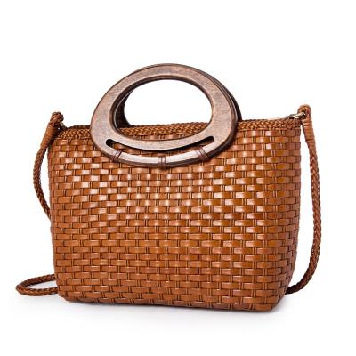 China Fashion Women Handbags Genuine Leather Woven Large Casual Tote Bags for sale