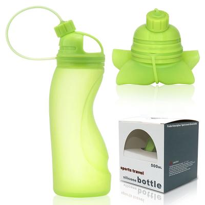 China New Amazon Viable Hot Selling Silicone Sports Travel Portable Folded Water Bottle With Sealed Cover for sale