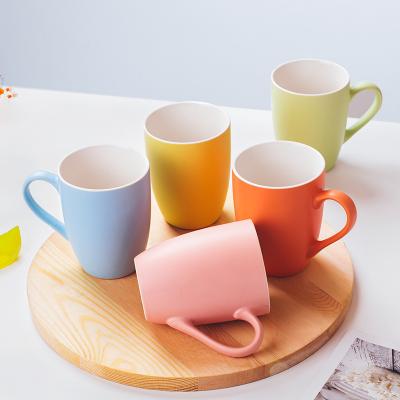 China Wideal OEM Factory Disposable Ceramic Coffee Macaron Tea Cup Porcelain Travel Colorful Mug for sale