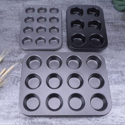 China Sustainable Carbon Steel Non-Stick 6-12-24 Cupcake Molds Gold 6-in-1 Roll Pan Cupcake Muffin Baking Mold for sale